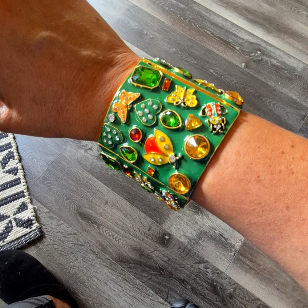 Sassy Jones green Jeweled Cuff Bracelet